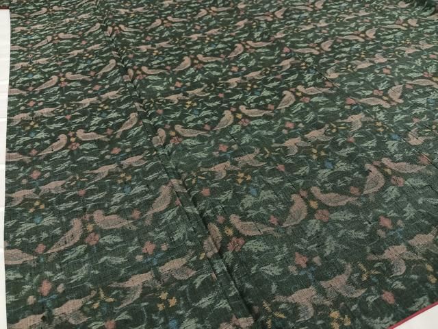 平和屋着物○上質な紬 双鳥花文 鈴乃屋扱い 正絹 逸品 AAAY0112zg  