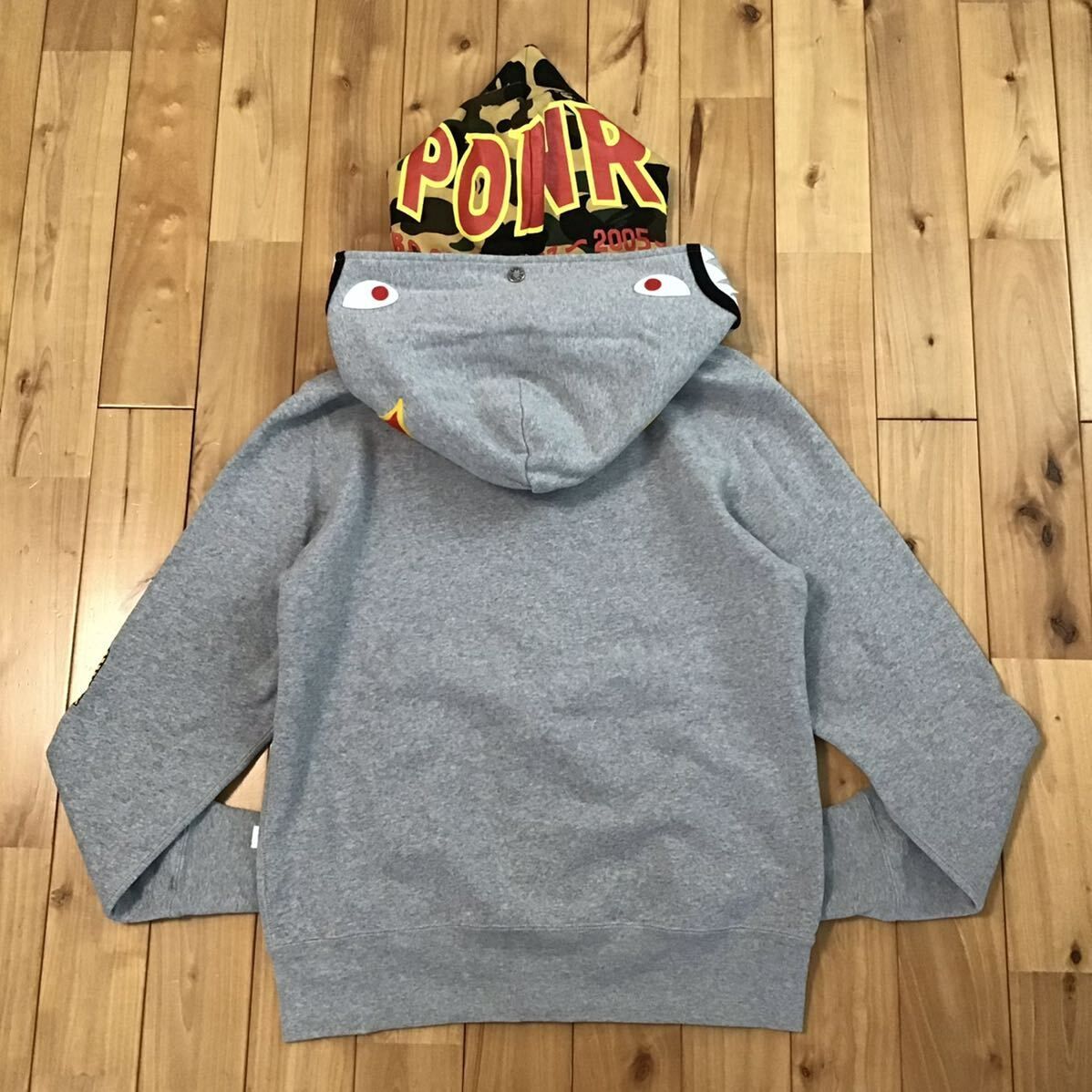 ダブル シャーク パーカー Sサイズ グレー × 1st camo yellow
