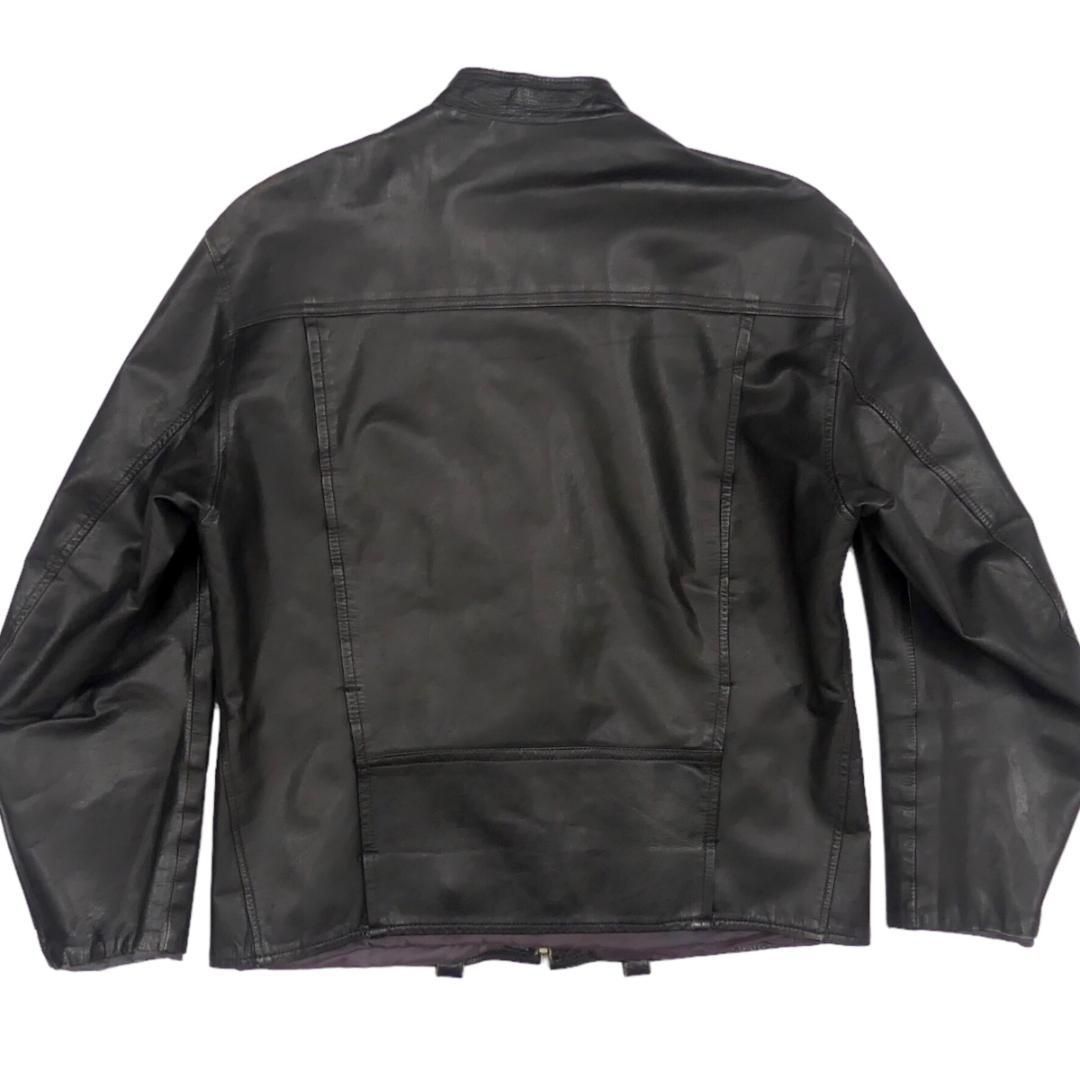 黒 ライダース レザージャケット ライダースジャケット 本革 シングル メンズ レザージャケット M