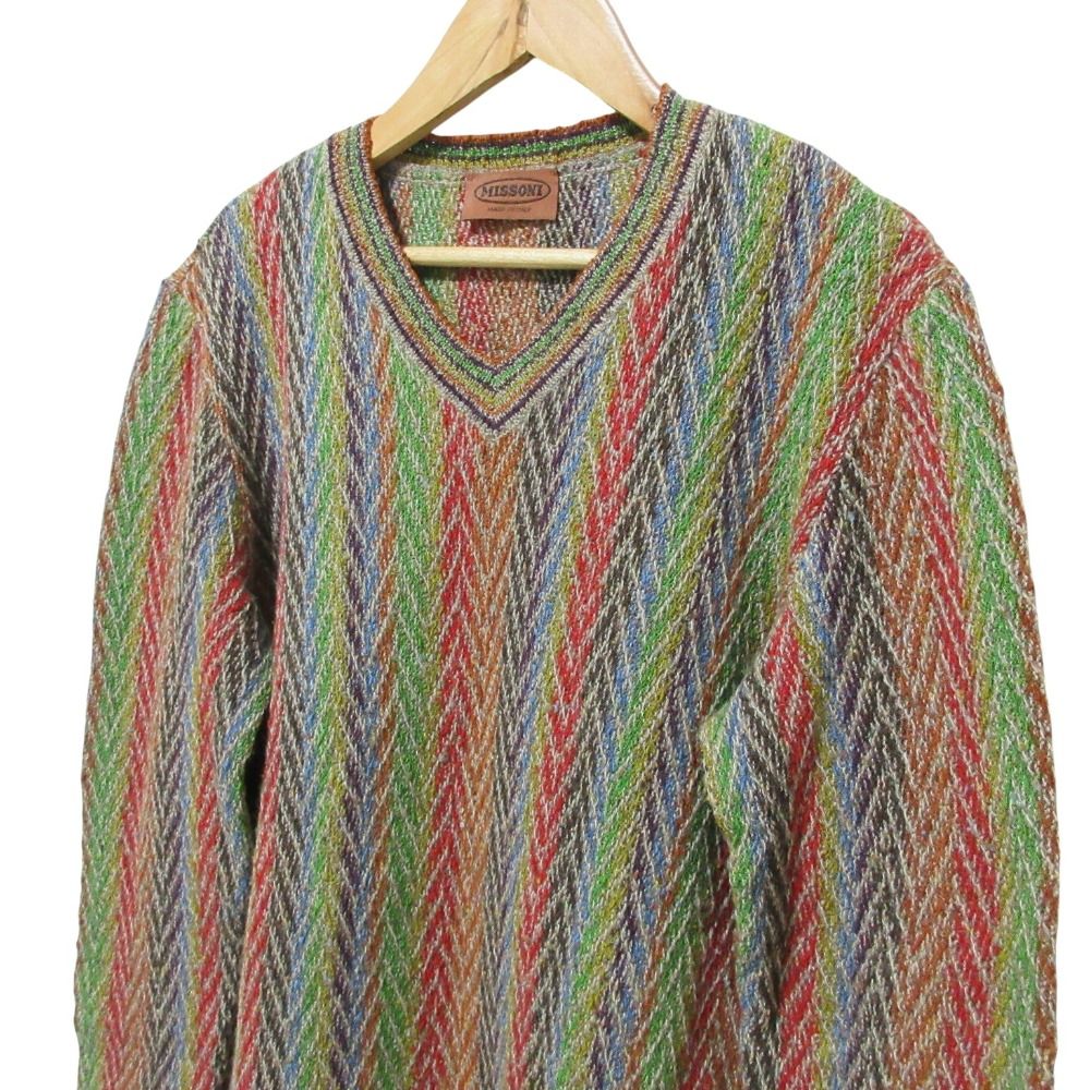 MISSONI - 美品 MISSONI シェブロンストライプ柄 ロング丈 ニット カーディガン 美品 MISSONI シェブロンストライプ柄 ロング丈 ニット カーディガン