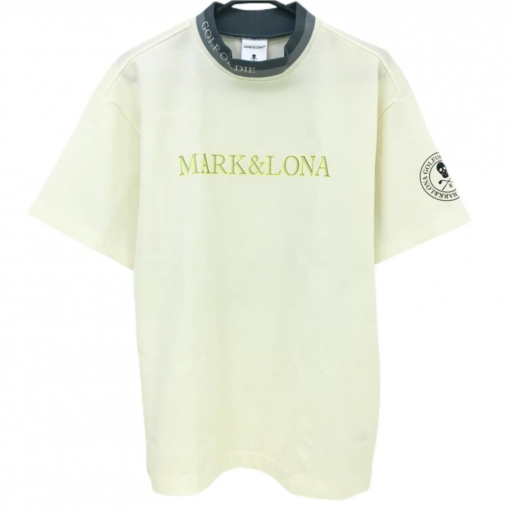 マーク&ロナ ハイネックシャツ 48 グレー 超美品】マークアンドロナ 半袖ハイネックシャツ 白×グレー