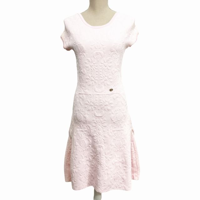 シャネル CHANEL ワンピース ココマーク ストレッチ 花柄 エンボス加工  