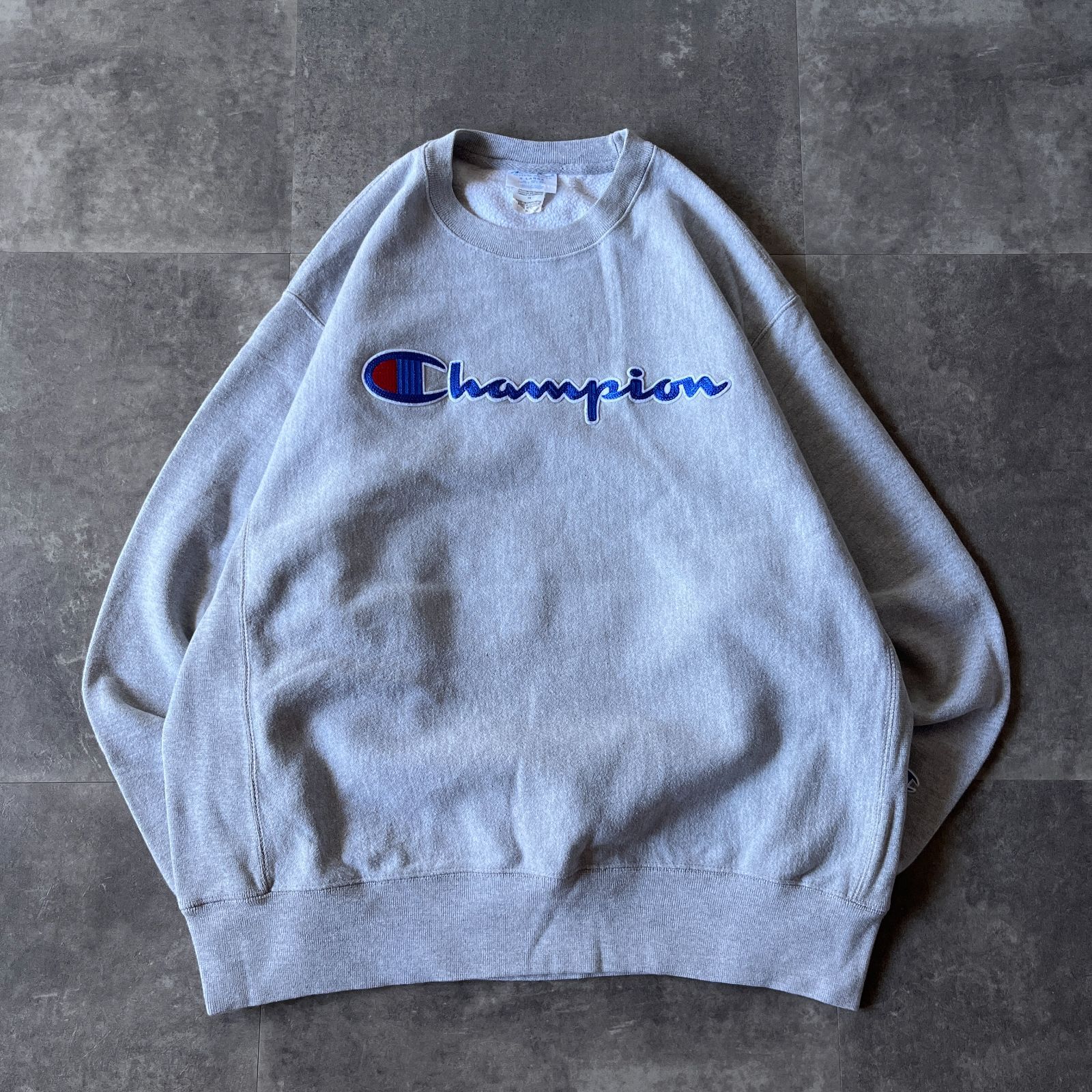 00s Champion REVERSE WEAVE ビッグロゴスウェット グレー 2XL相当 A437 トレーナー 刺繍ロゴ