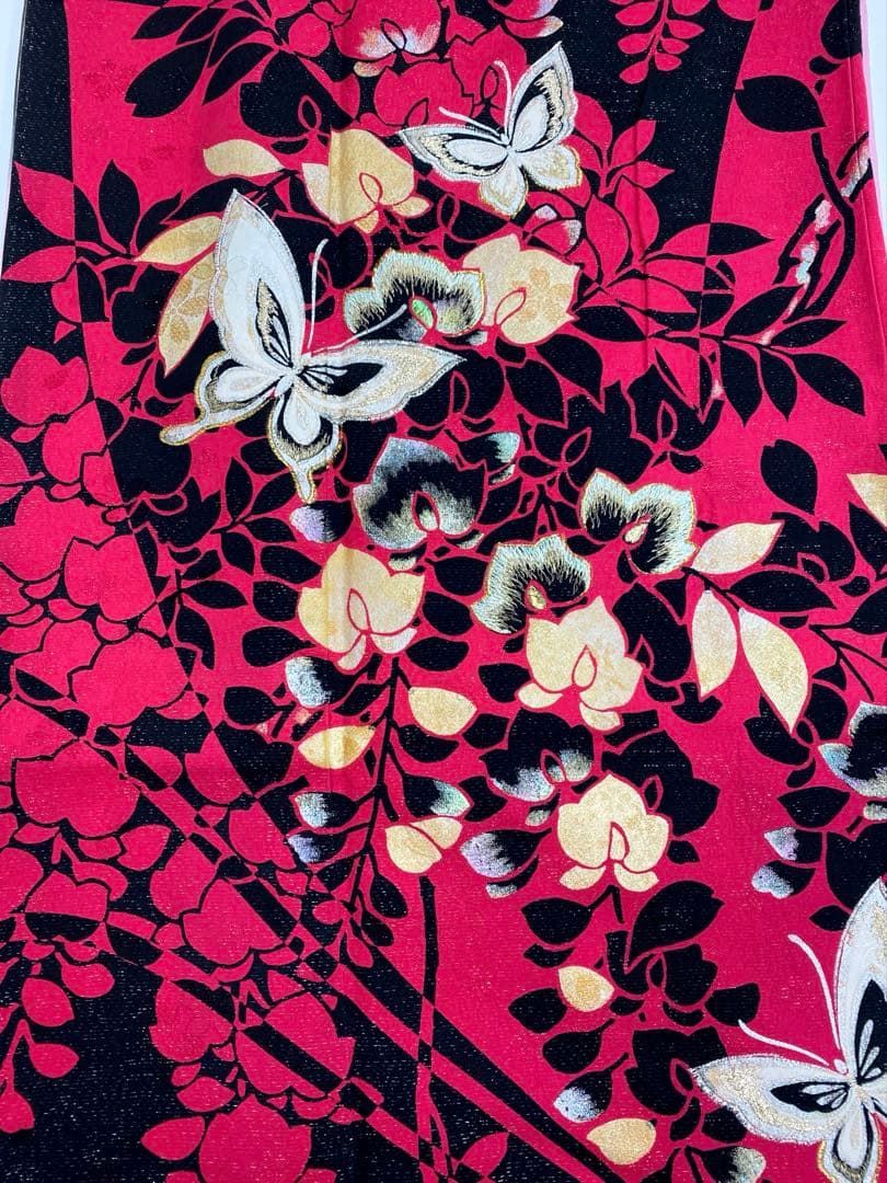 振袖 豪華 金彩 銀彩 銀通し 刺繍 藤 蝶 身丈162cm 撥水加工済 - メルカリ