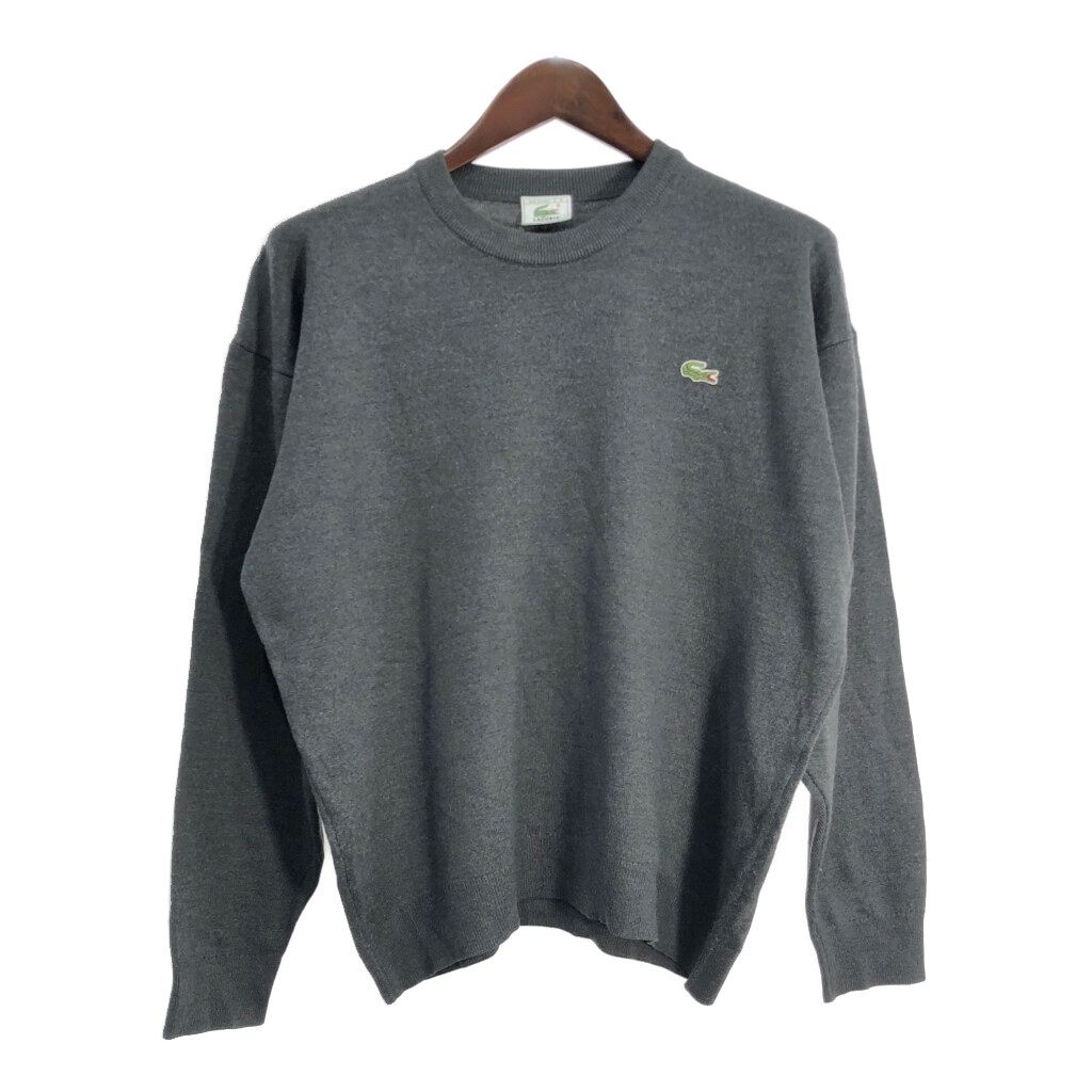 スペイン製 LACOSTE ラコステ ハイゲージ クルーネック セーター グレー (メンズ 8) 中古 古着 T2966