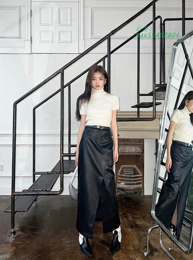 レザーロングスカート韓国ファッ hax5v462804