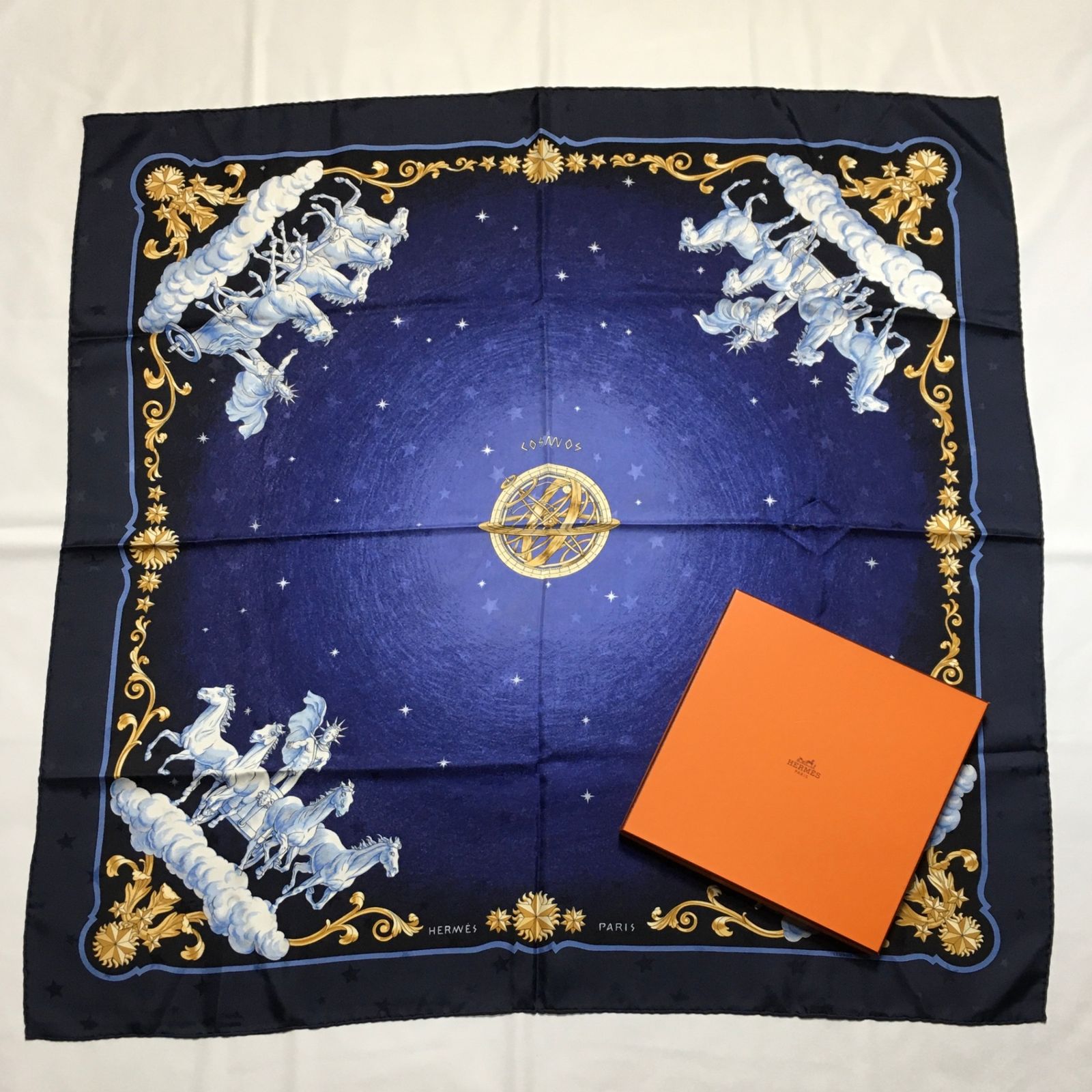 2503-150|※専用|エルメス カレ90 スカーフ ネイビー 2507-6|美品|エルメス カレ 90 スカーフ シルク ネイビー