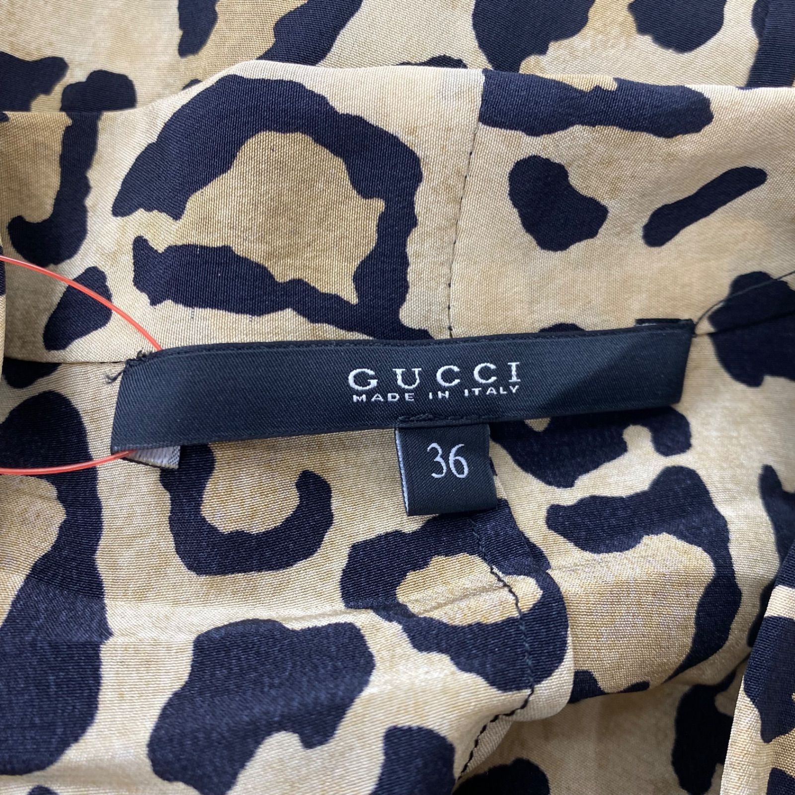 ○◇美品 グッチ GUCCI ブラウス シャツ 長袖 レオパード柄 ヒョウ柄