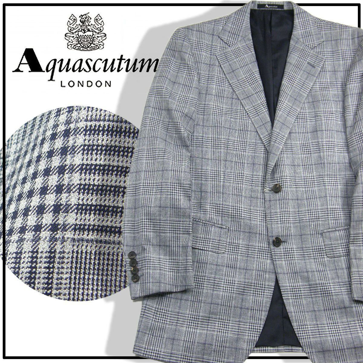 新品】 Aquascutum / アクアスキュータム ジャケット 日本製 リネン 麻 ウール 毛 シルク 絹 チェック 春夏 - メルカリ