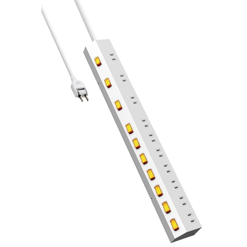 エレコム 電源タップ 雷ガード 10個口 個別スイッチ ホコリ防止シャッター付き スイングプラグ 2.5m ホワイト ECT-1625WH 1