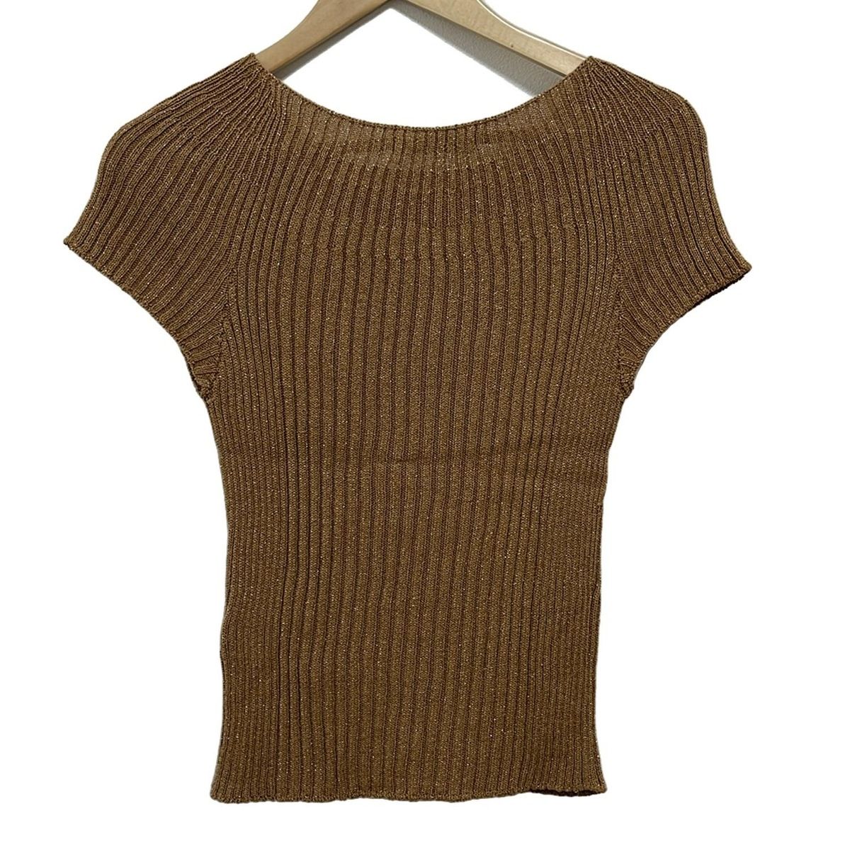 ANAYI アナイ 半袖セーター サイズ38 M レディース - ブラウン クルーネック ラメ