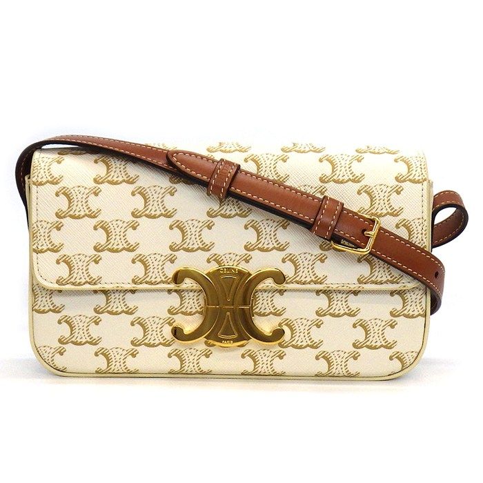 希少品★送料込【CELINE】ショルダーバッグトリオンフキャンバス セリーヌ CELINE ショルダーバッグ クロード ホワイト