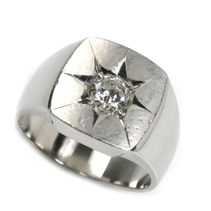 Pt900プラチナ 印台 リング 指輪 ダイヤモンド0.507ct 22号 25.4g メンズ