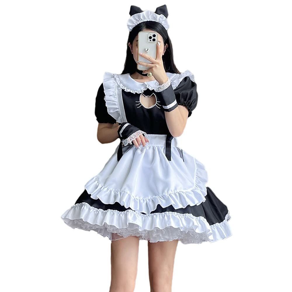 特売】[YUEEI] メイド服 猫 胸空き レース コスプレ ハロウィン 仮装
