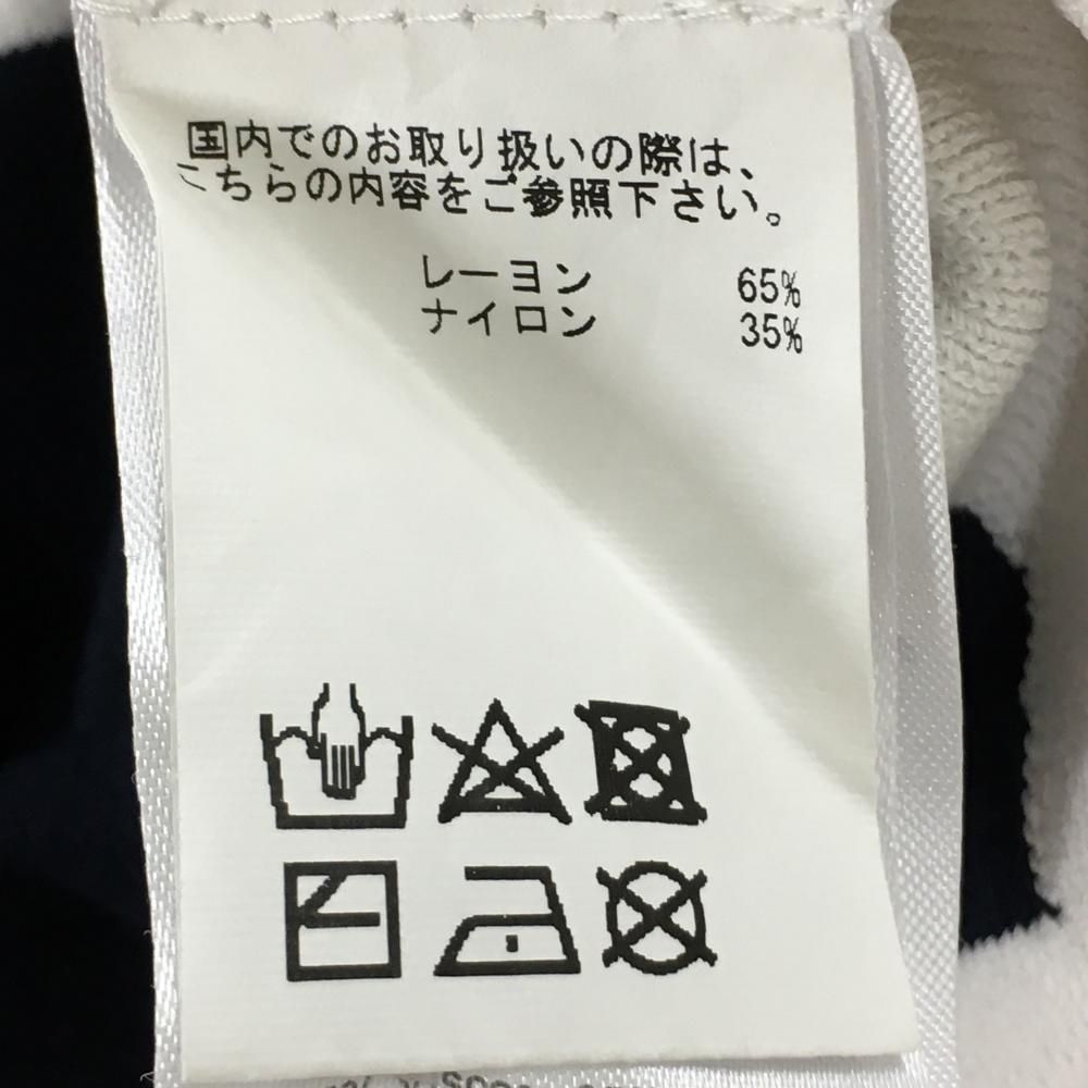 ジェイリンドバーグ ニットカーディガン ネイビー×白 袖口ロゴ