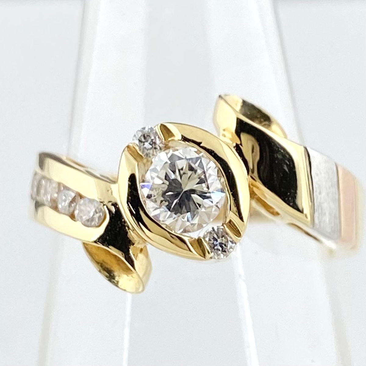 ダイヤモンド デザインリング プラチナ  イエローゴールド 指輪