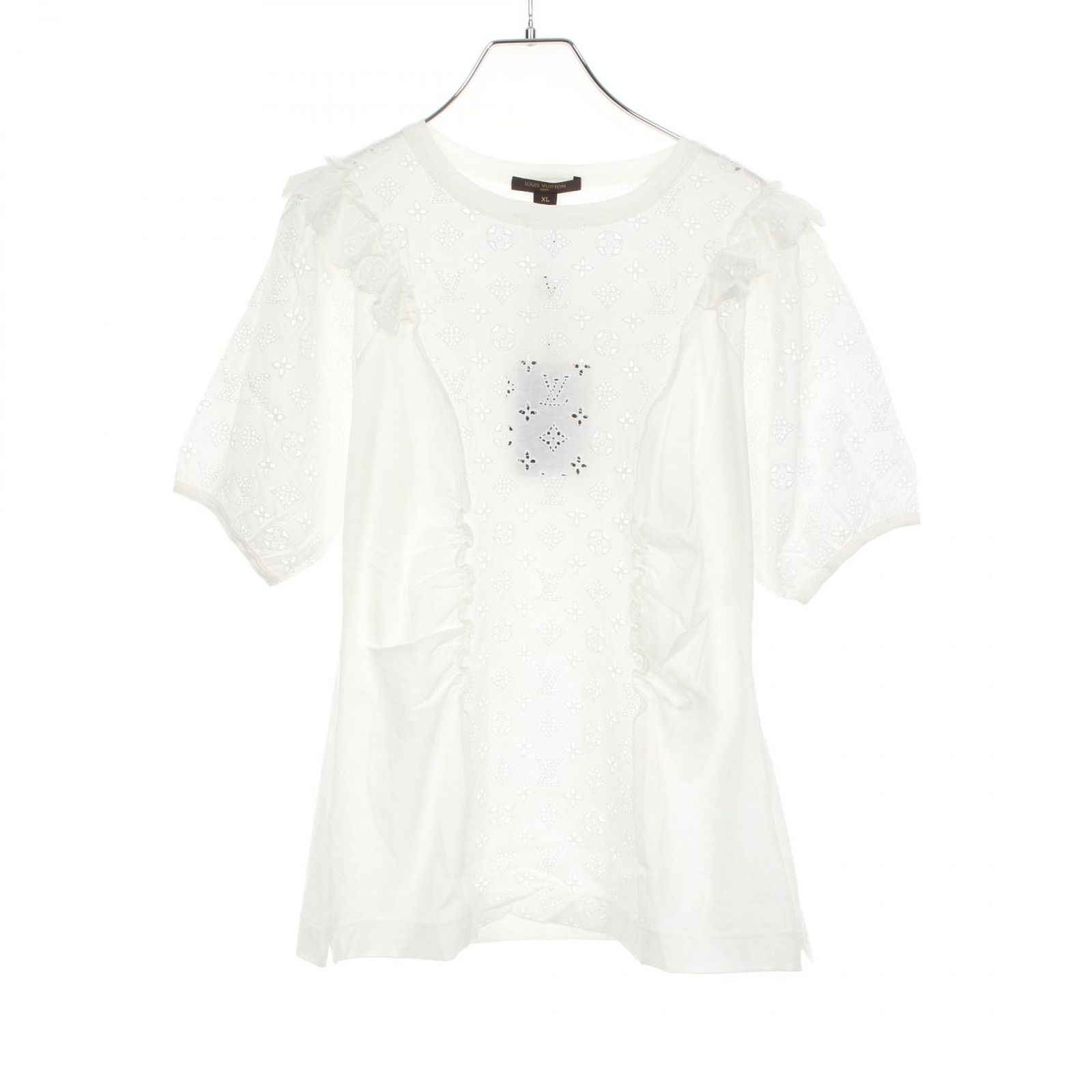 【美品】ヴィトン　モノグラム　レース　Tシャツ レディース ルイ・ヴィトン LOUIS VUITTON カットソー モノグラムパンチング
