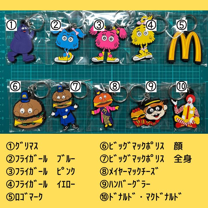 **ページ　マクドナルドランド　キャラクター　グッズ 送料無料！ ☆ラバーキーホルダー☆ 〘640〙【フライキッズ