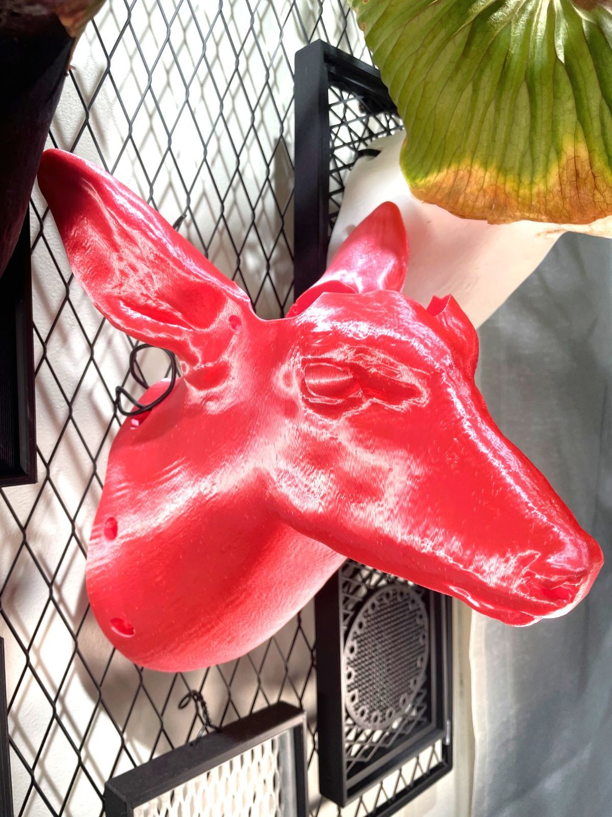 鹿の3Dモデル ver.3 ビカクシダ着生板 ピンク 210×280×235