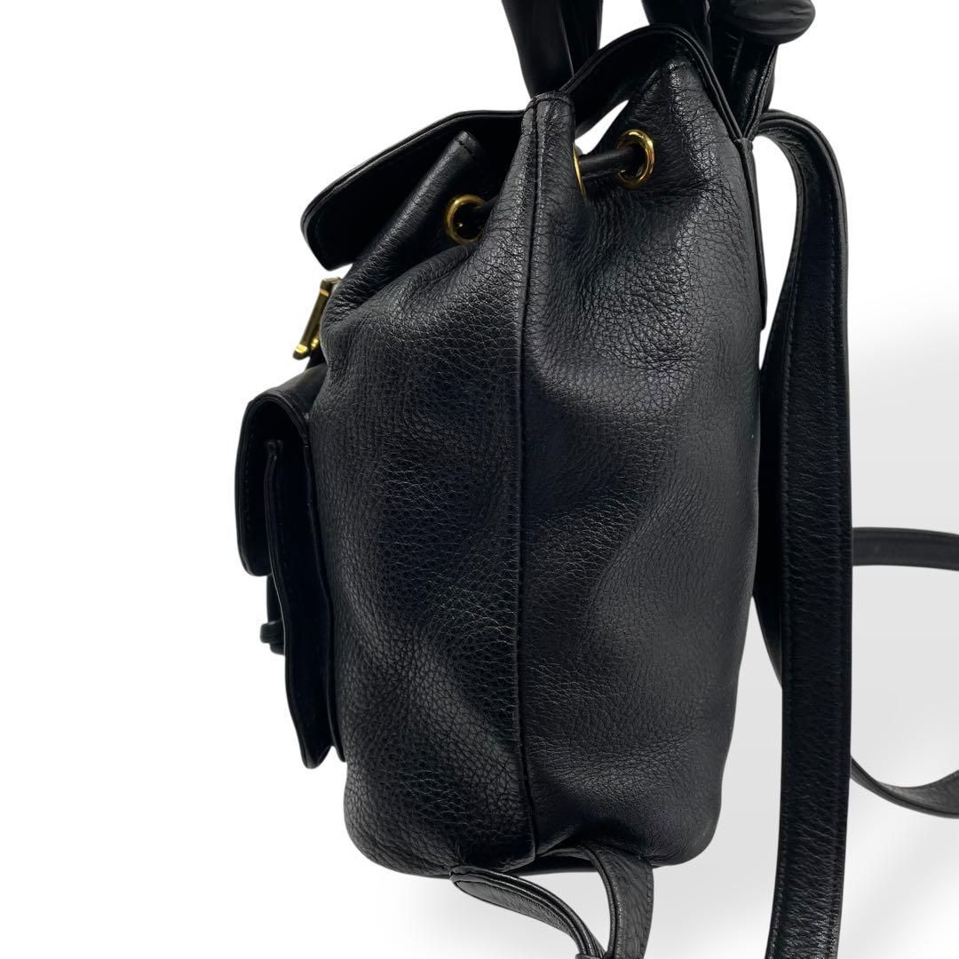 極美品 HIROFU ヒロフ リュックサック Hロゴ金具 レザー シボ革