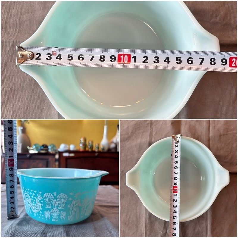 Pyrex オールドパイレックス バタープリント キャセロール φ15.5cm USA