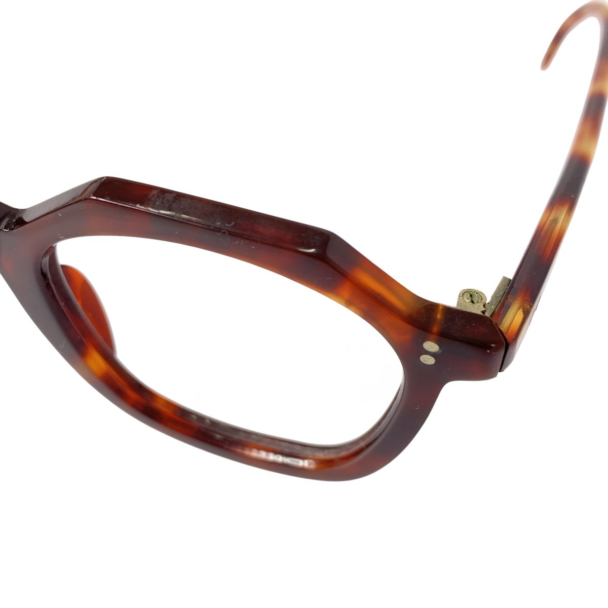 VINTAGE ヴィンテージ古着 1940s - 1950s French Vintage Crown Panto クラウンパント 2ドット べっ甲フレーム メガネ ブラウン KANDAIZUMI_COM