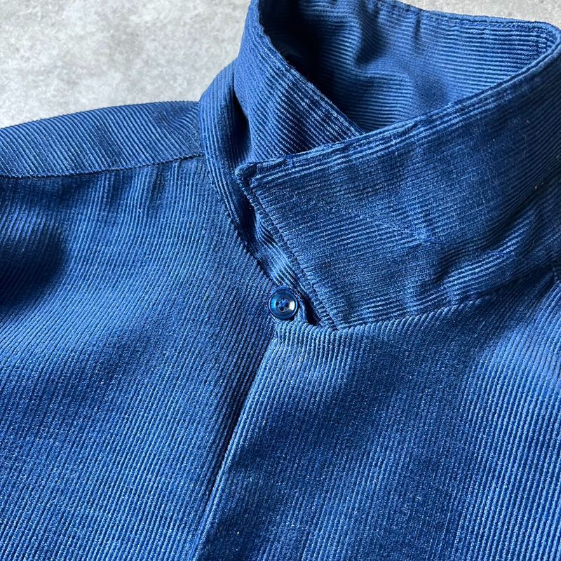 60s 70s Sears 無地 コーデュロイ オープンカラー シャツ L / 60年代