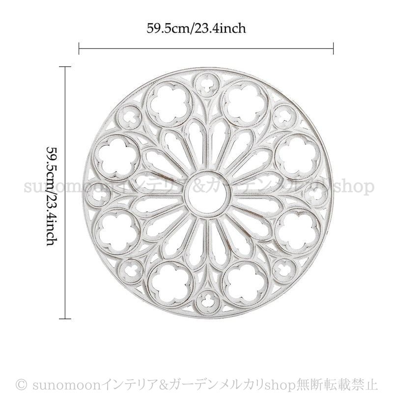 円形 ウォール アート ヨーロッパ風 花 葉 ヴィンテージ調 壁掛け インテリア 北欧 カントリー レトロ調 アンティーク調 白 ホワイト NEXPOTALLINN_EU