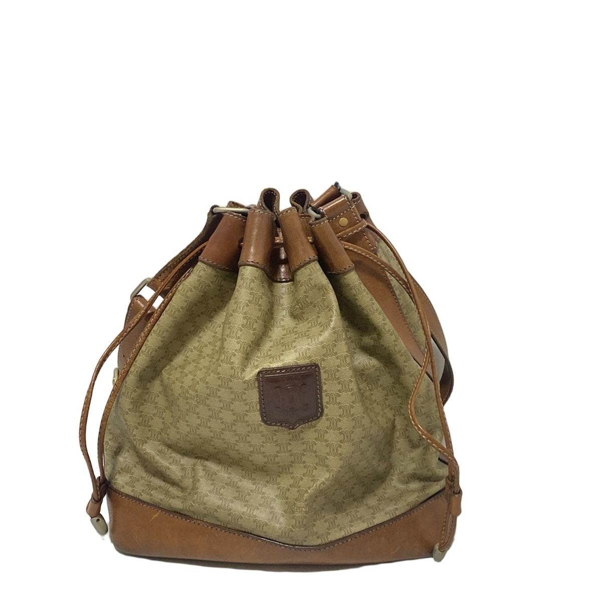 CELINE セリーヌ ショルダーバッグ マカダム 巾着 ブラウン ベージュ