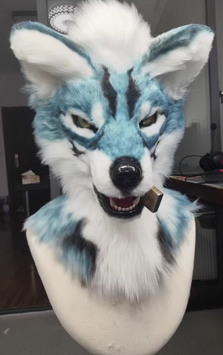 着ぐるみヘッド 狼 NO.145 青 リアルスタイル 全頭ヘッド ケモノ ファースーツ ぬいぐるみ コスプレ コスチューム kigurumi
