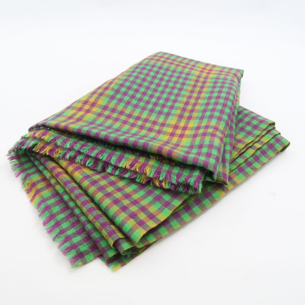 ETRO エトロ ストール カシミヤ他 大判 チェック パープル