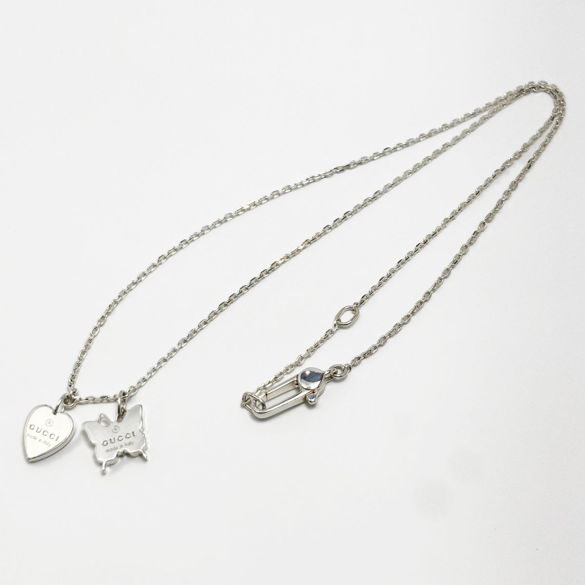 中古】 グッチ ネックレス バタフライ ハート ネックレス シルバー SV 