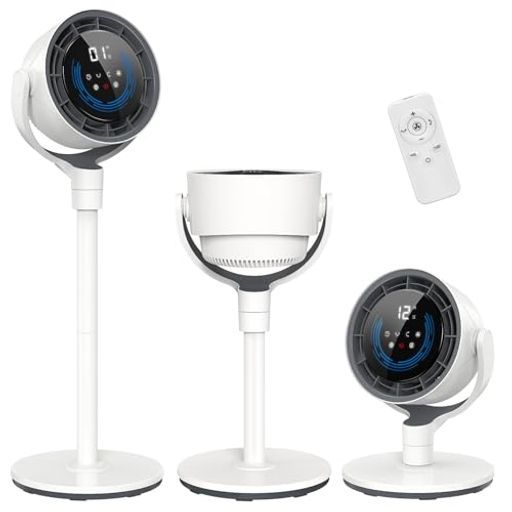 サーキュレーター扇風機兼用DCモーターAI自動静音 4D送風-節電対策 360度首振り3段階高さ調整 パワフル送風12段階風量調節左右上下自動首振り3段階1-12時間切タイマー30畳タッチパネ…