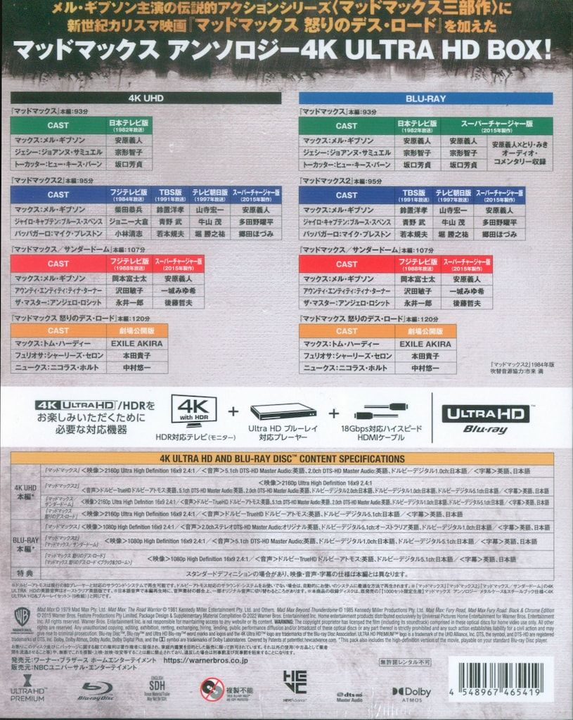 未開封品　マッドマックス アンソロジー メタルケース&スチブ 4K UHD Amazon.co.jp: マッドマックス アンソロジー メタルケース
