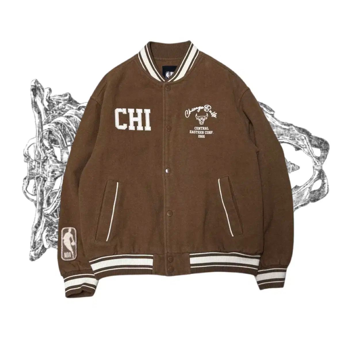 NBA シカゴ ブルズ ブラウン スタジャン ジャケット
