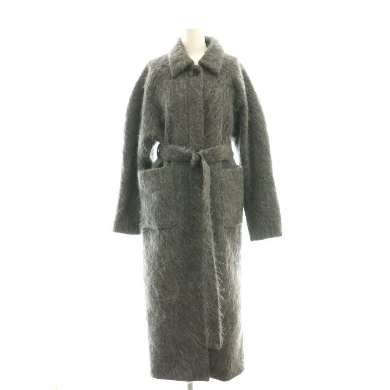 クラネ CLANE 24AW LONG SHAGGY LADY MAXI COAT ステン コート シャギー ウール アルパカ混 ベルト付き 1 グレー |MI OS SH
