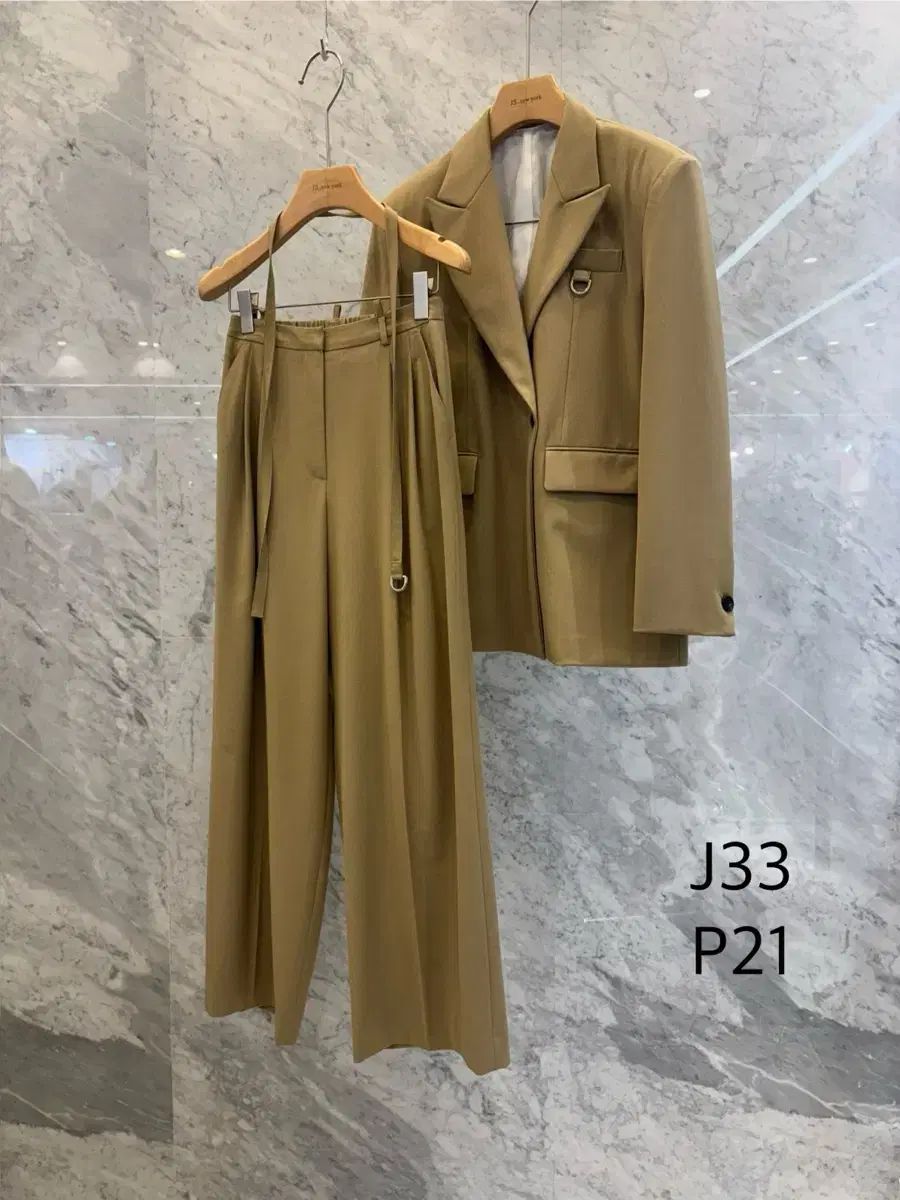 js ニューヨークスタイル セットあり 2 バックバンディング ベルトセット ピンタック ワイド ワイドパンツ