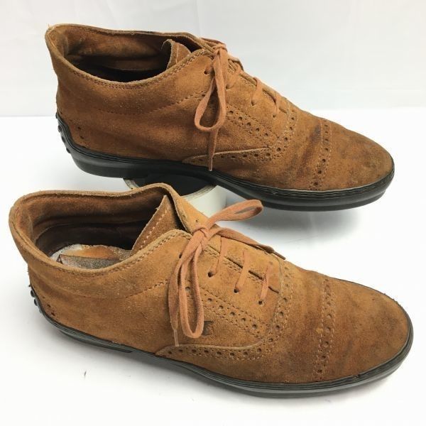 交換OK TOD S トッズ サイズ39 24.5 茶 スエードチャッカブーツ セミブローグ ビジネスシューズ |men s 管No.ZC-174<sale>