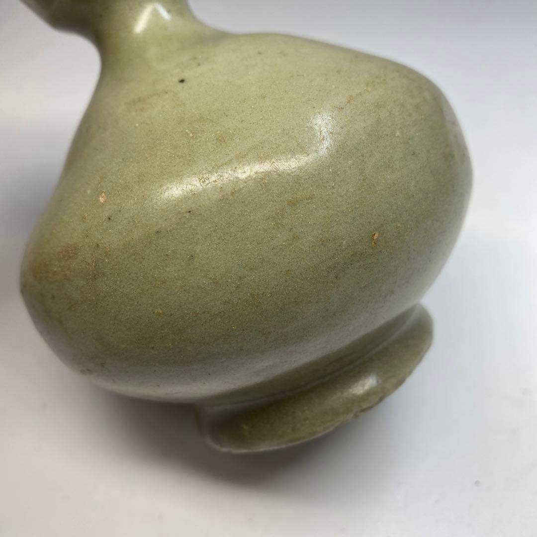 高麗青磁 古代青磁油壺 木箱付 高さ9.5㎝ 東Y6-0606②タニト