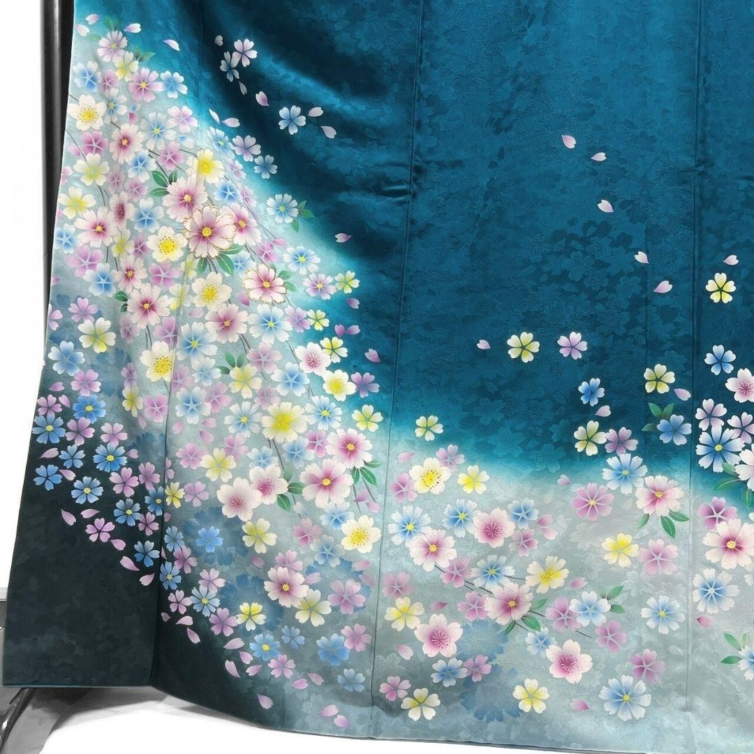 刺繍　花模様　桜花地紋　振袖　着物　013a p 刺繍 花模様 桜花地紋 振袖 着物 013a p 刺繍花模様桜花地紋振袖着物