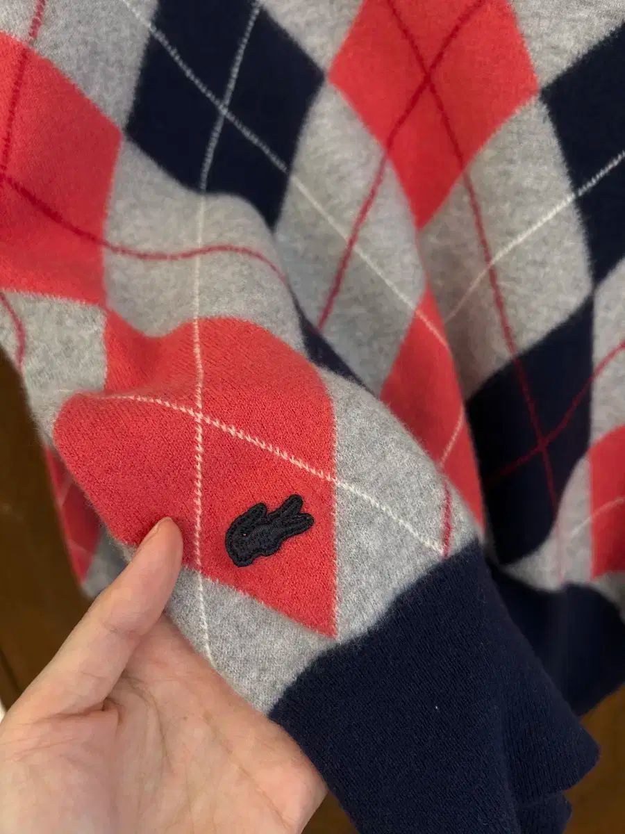  LACOSTE ラコステ アーガイル柄 Vネック ニット 長袖 ニット セーター