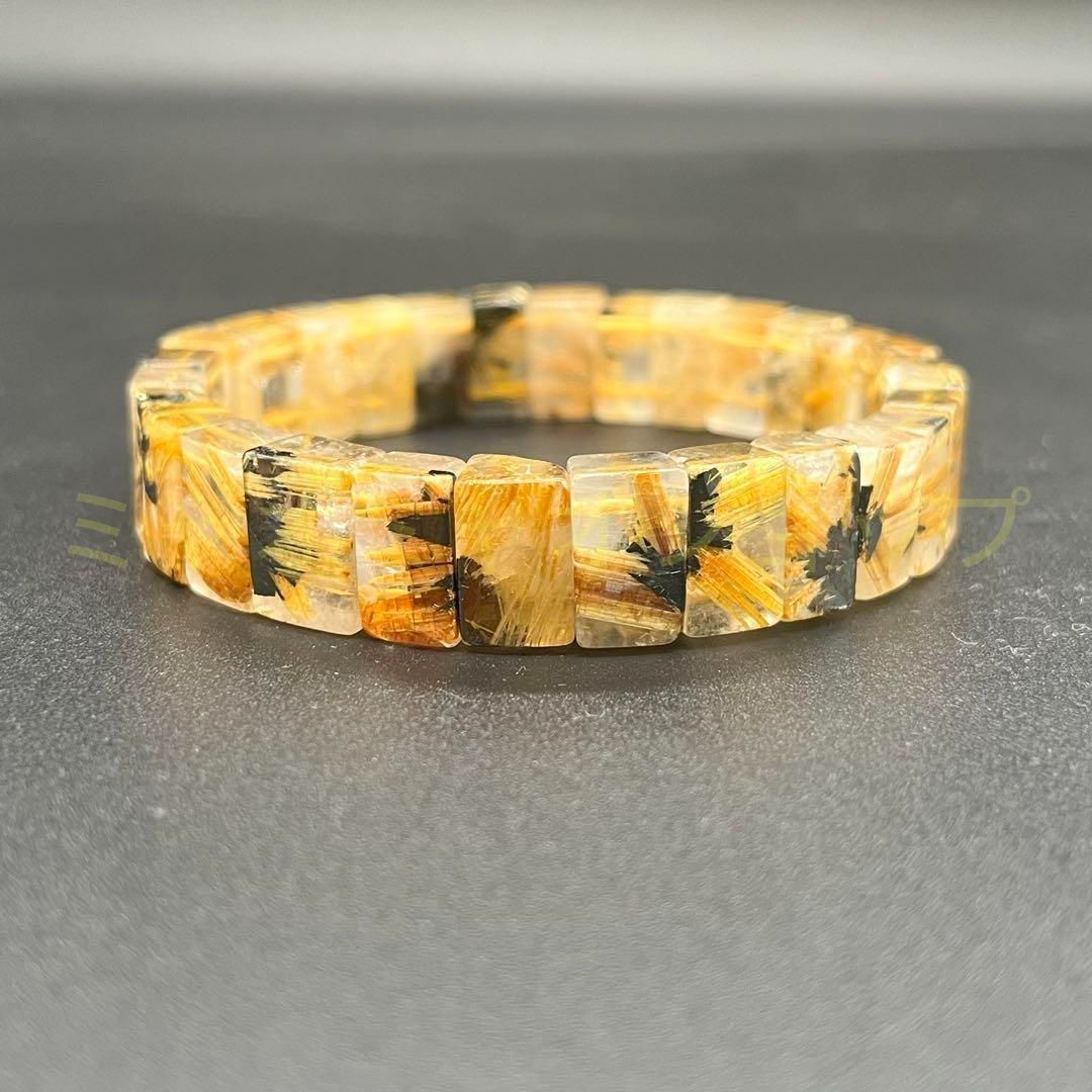 ゴールドルチル バングル タイタンルチル 太陽ルチル ブレスレット パーツ バングル ブレスレット 金針 金運 天然石