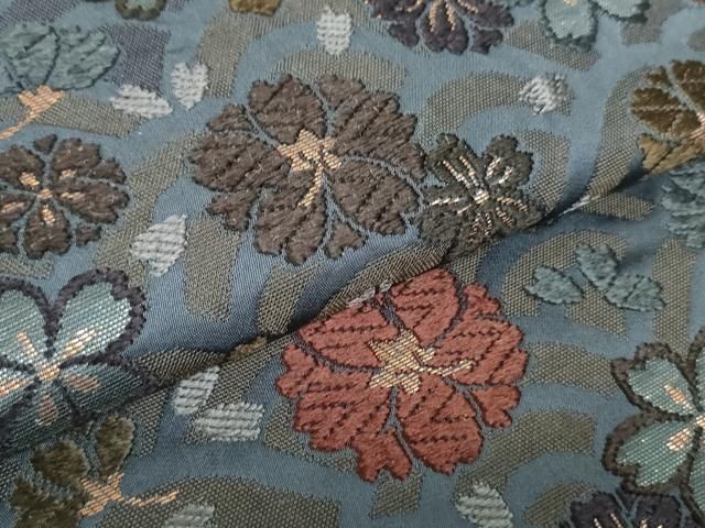 平和屋着物●西陣　織紋意匠鈴木　六通柄袋帯　唐錦　桜花青海文　正絹　逸品　DAAT0431ob 平和屋着物○西陣 織紋意匠鈴木 六通柄袋帯 唐錦 桜花青海文 正絹 逸品