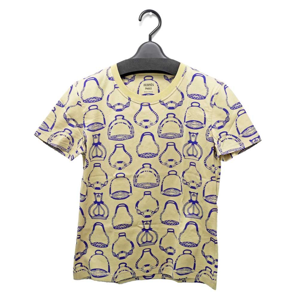 【名東】エルメス Tシャツ Fantaisie d'Etriers ベージュ 38サイズ レディース 女 服 名東】エルメス Tシャツ Fantaisie d'Etriers ベージュ 38サイズ
