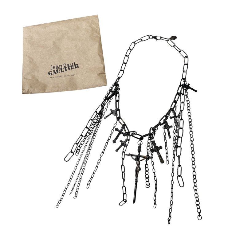 ☆一点物☆ジャンポールゴルチエ マルチチェーンクロスネックレス 激