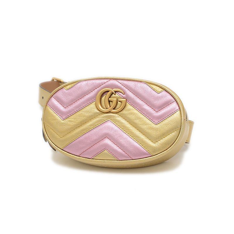 グッチ GGマーモント キルティング ベルトバッグ レザー ゴールド