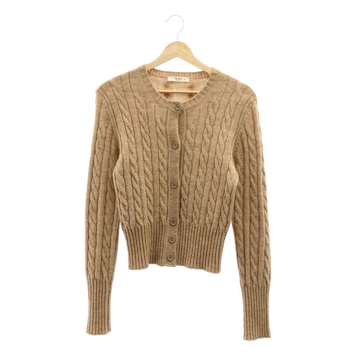 PRADA | プラダ | ウール ケーブル ニット カーディガン | 42 | ブラウン | レディース