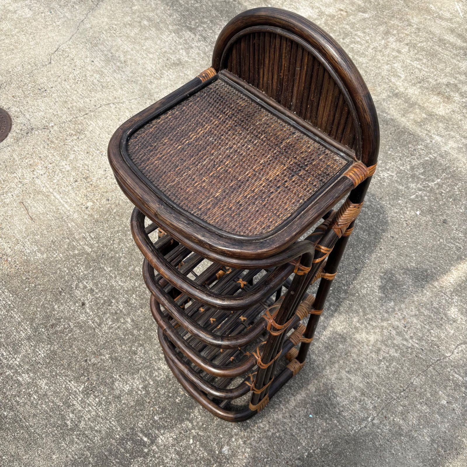 ラタン ラタン棚 藤 スリッパラック シューズラック 焦茶 茶色 レトロ 昭和レトロ ビンテージ ヴィンテージ