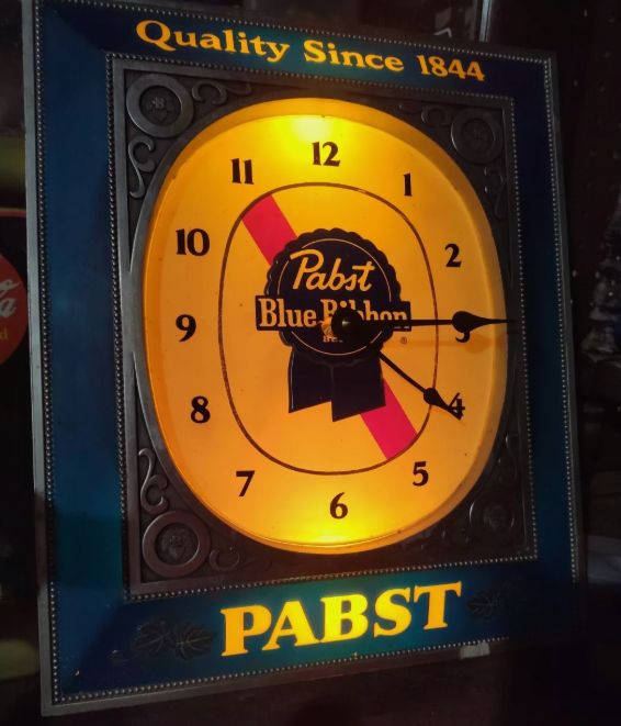 Pabst Blue Ribbon 照明 壁掛 パブスト ビール ネオン 店舗 サイン 看板 ライト ヴィンテージ 時計 レトロ fa181