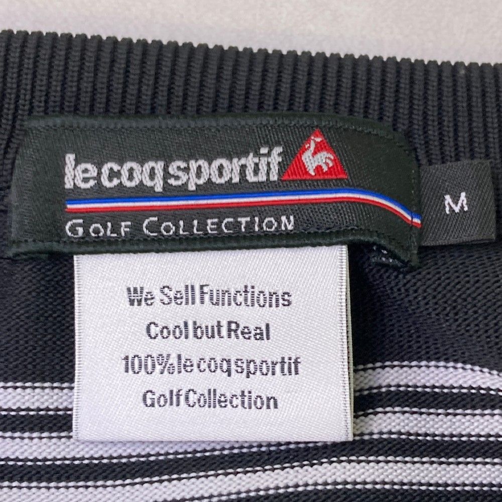 サイズ：M LE COQ GOLF ルコックゴルフ  Vネック ニットセーター ボーダー柄 ブラック系 [240101434067] ゴルフウェア メンズ ストスト サイズ：M LE COQ GOLF ルコックゴルフ Vネック ニットセーター